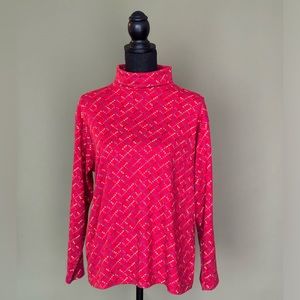 Red turtle neck long sleeve with multi color stitch design by Essential elements
